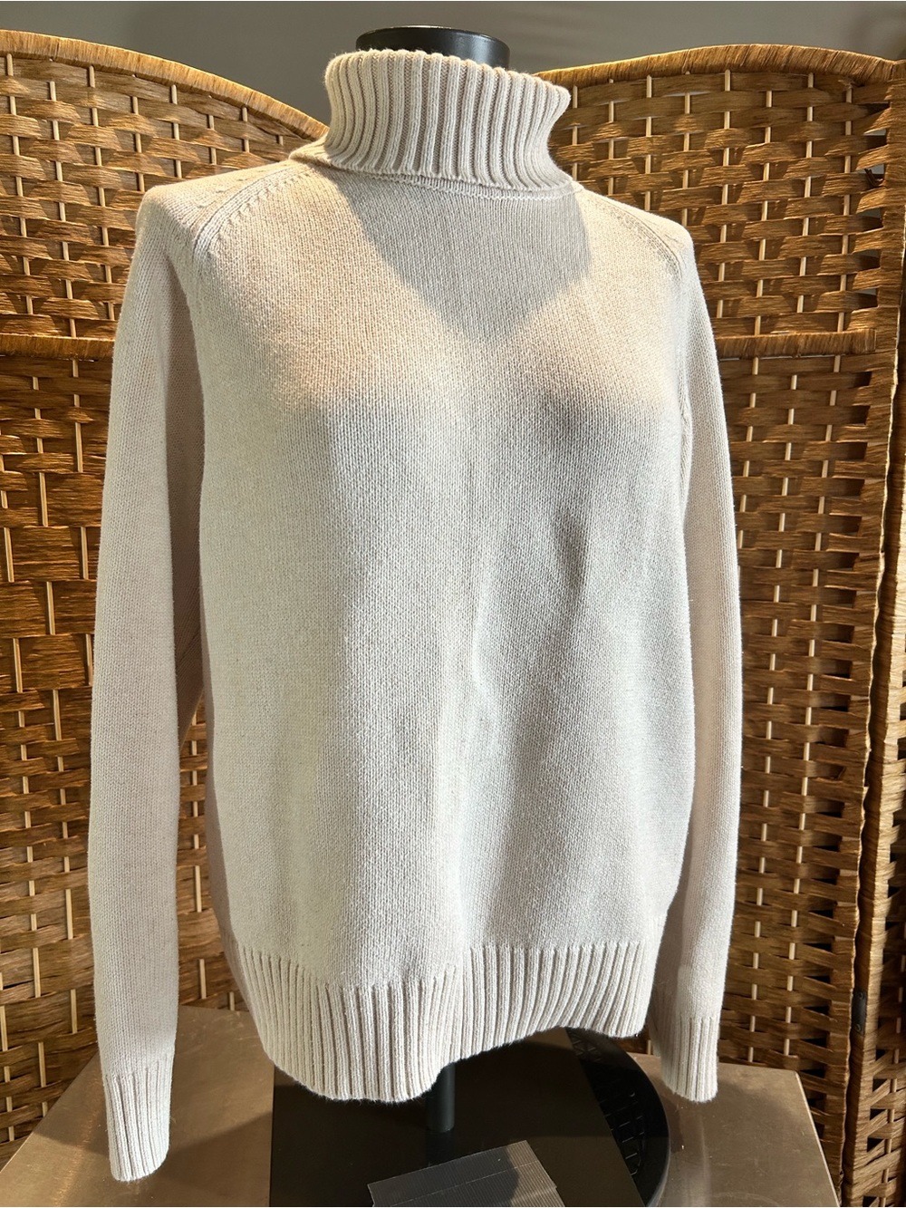 Cream Ivory Turtleneck Raglan Sleeve Pullover Sweater XL